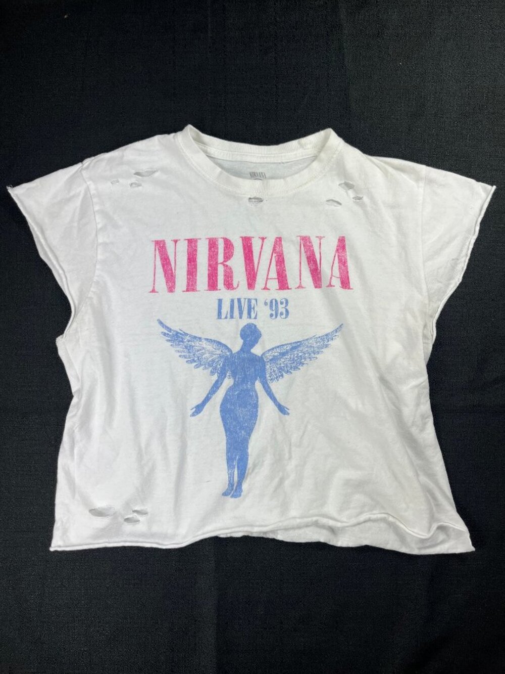 Nirvana Live '93 XL White Cotton T-Shirt Vintage Distressed Band Tee